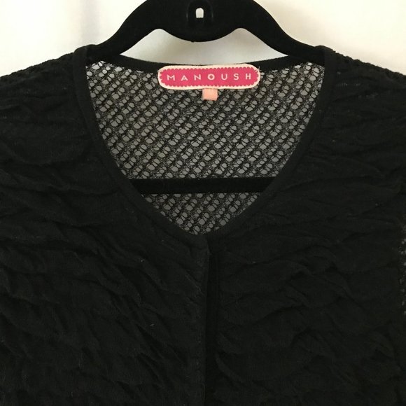 Manoush Black Cardigan with Netted Sleeves & Back - Picture 2 of 6